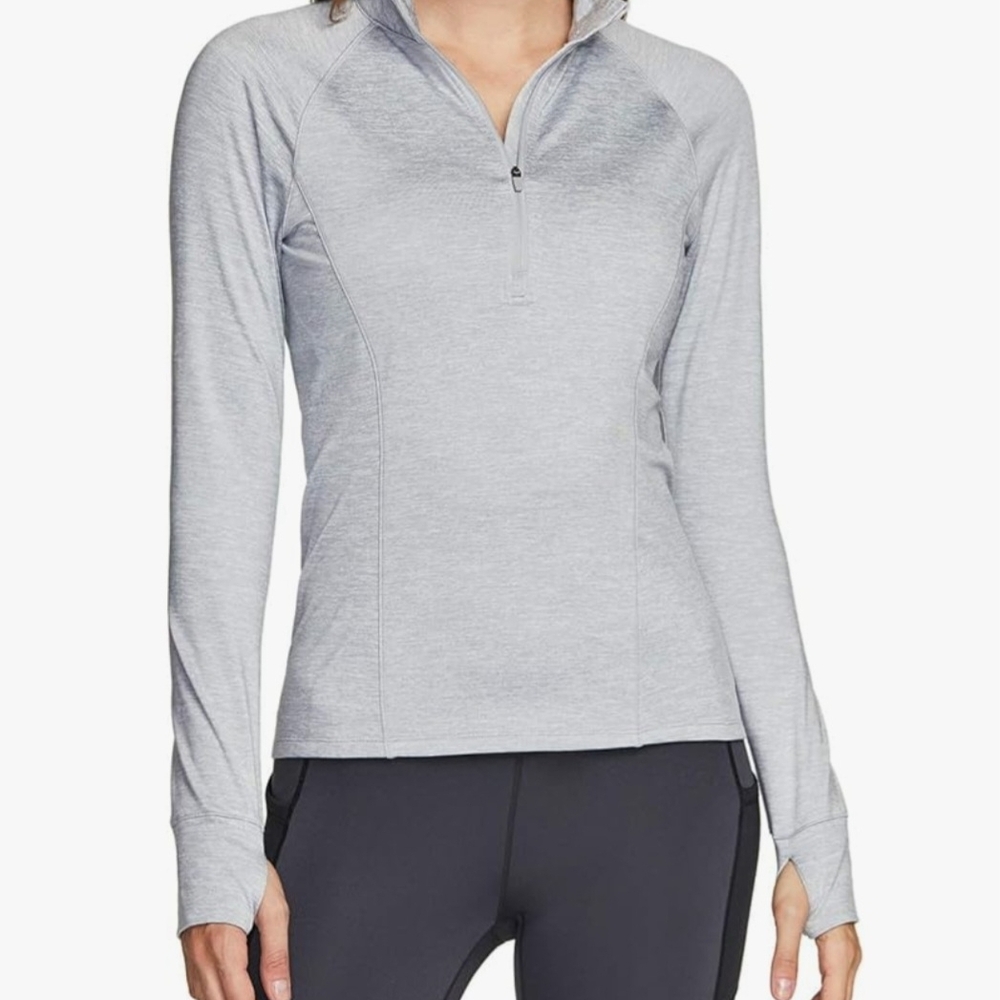 Women's Gray Quarter-Zip Top